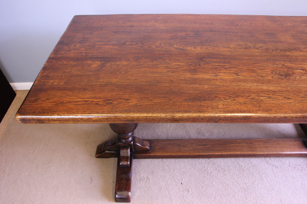 12043r5 Antique Oak Refectory Farmhouse Kitchen Dining Table,