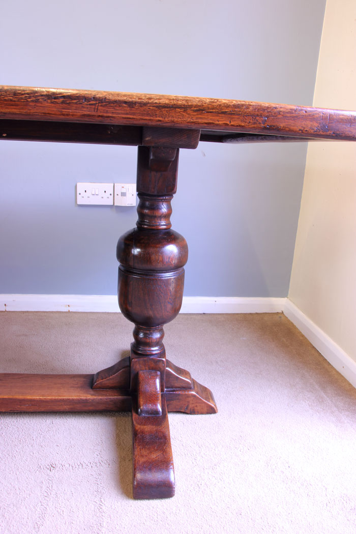 12043r7 Antique Oak Refectory Farmhouse Kitchen Dining Table,