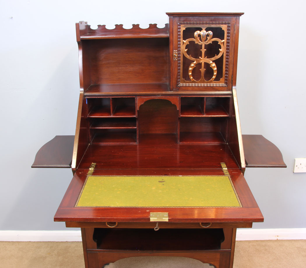 12045r04 Antique Arts Crafts Mahogany Writing Desk Bureau,