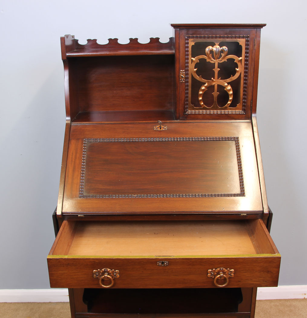 12045r10 Antique Arts Crafts Mahogany Writing Desk Bureau,