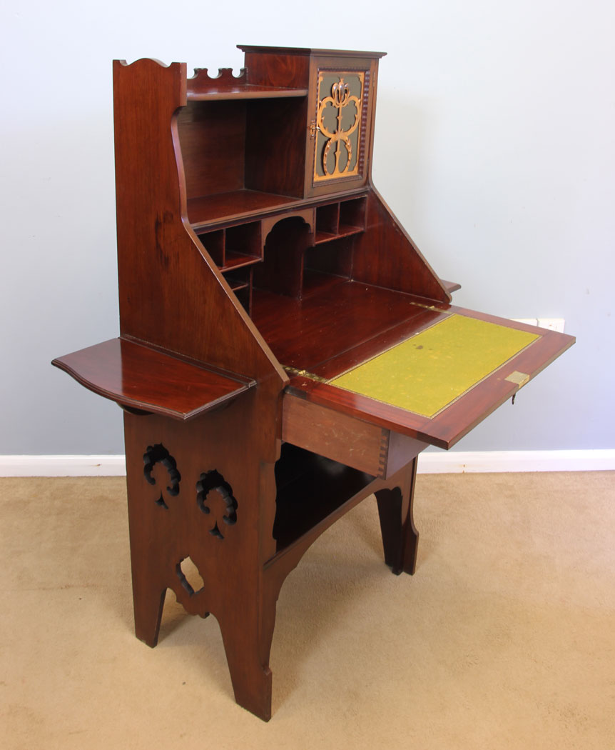 12045r8 Antique Arts Crafts Mahogany Writing Desk Bureau,
