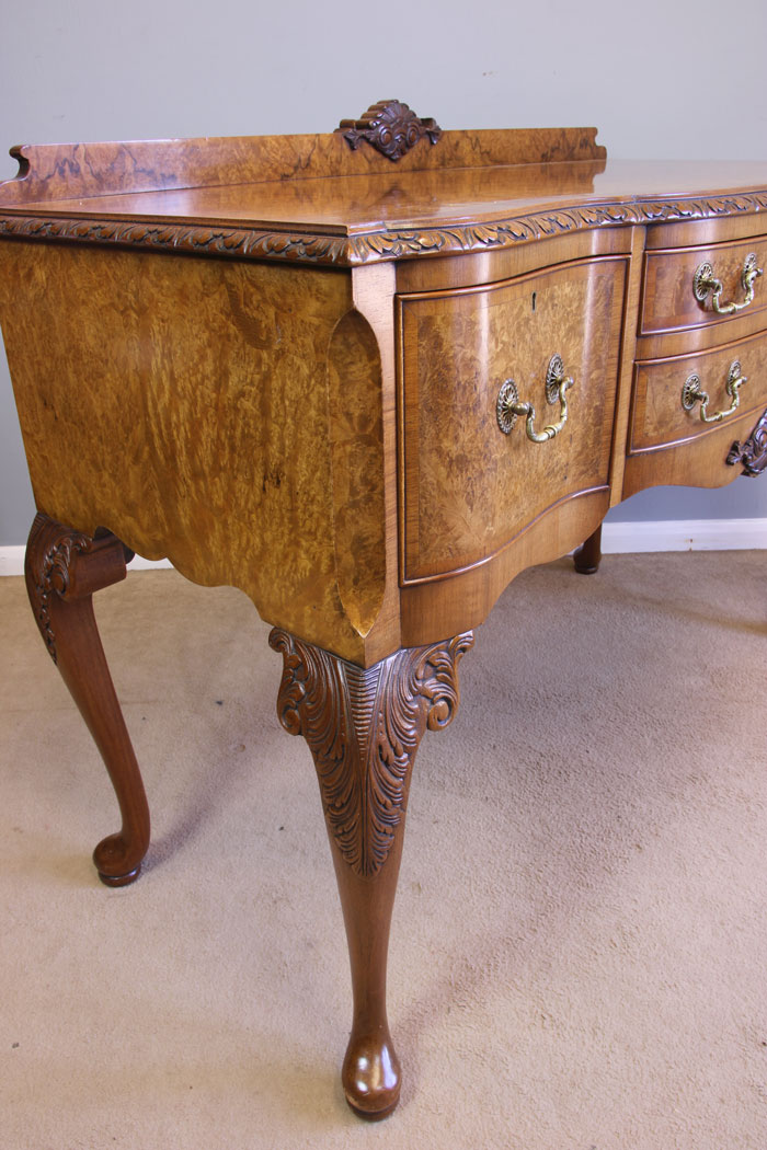 12047r12 Antique Burr Walnut Sideboard Serving Table ,