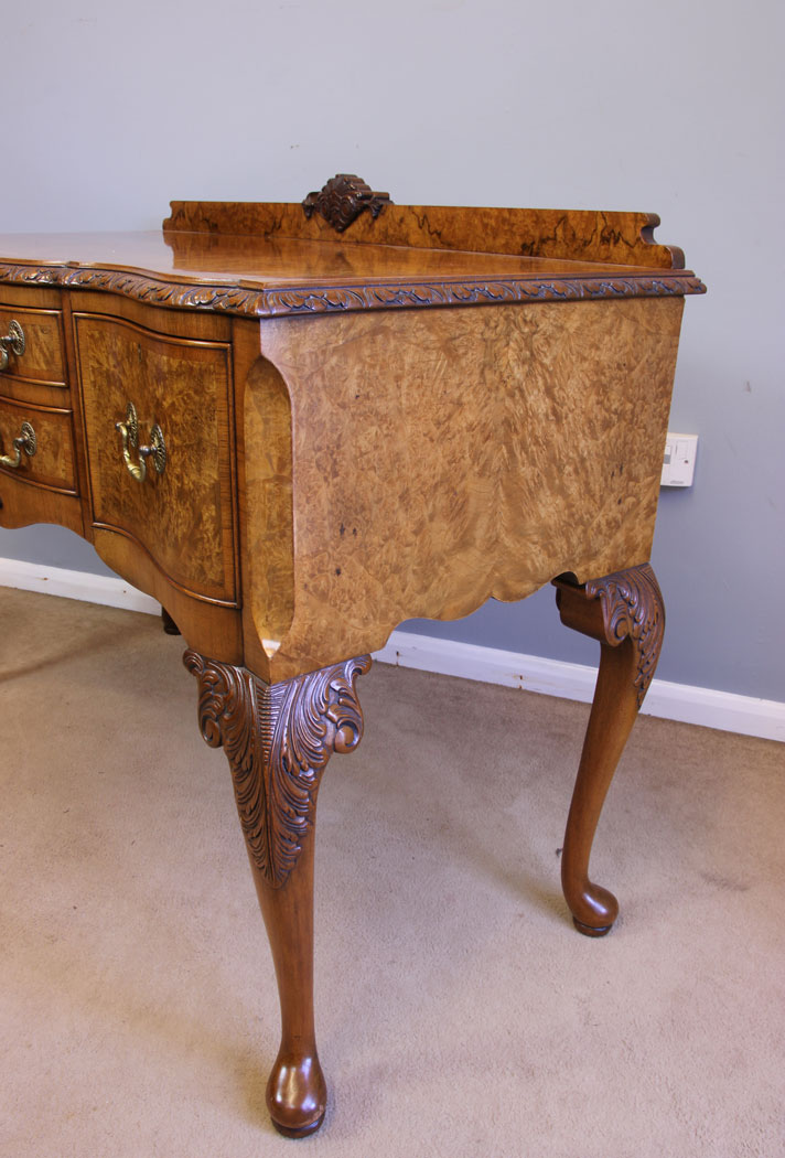 12047r13 Antique Burr Walnut Sideboard Serving Table ,
