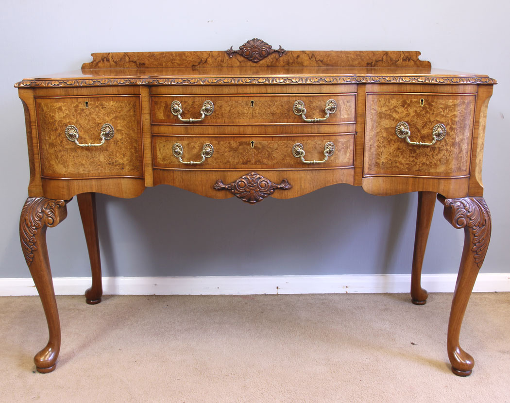 12047r15 Antique Burr Walnut Sideboard Serving Table ,