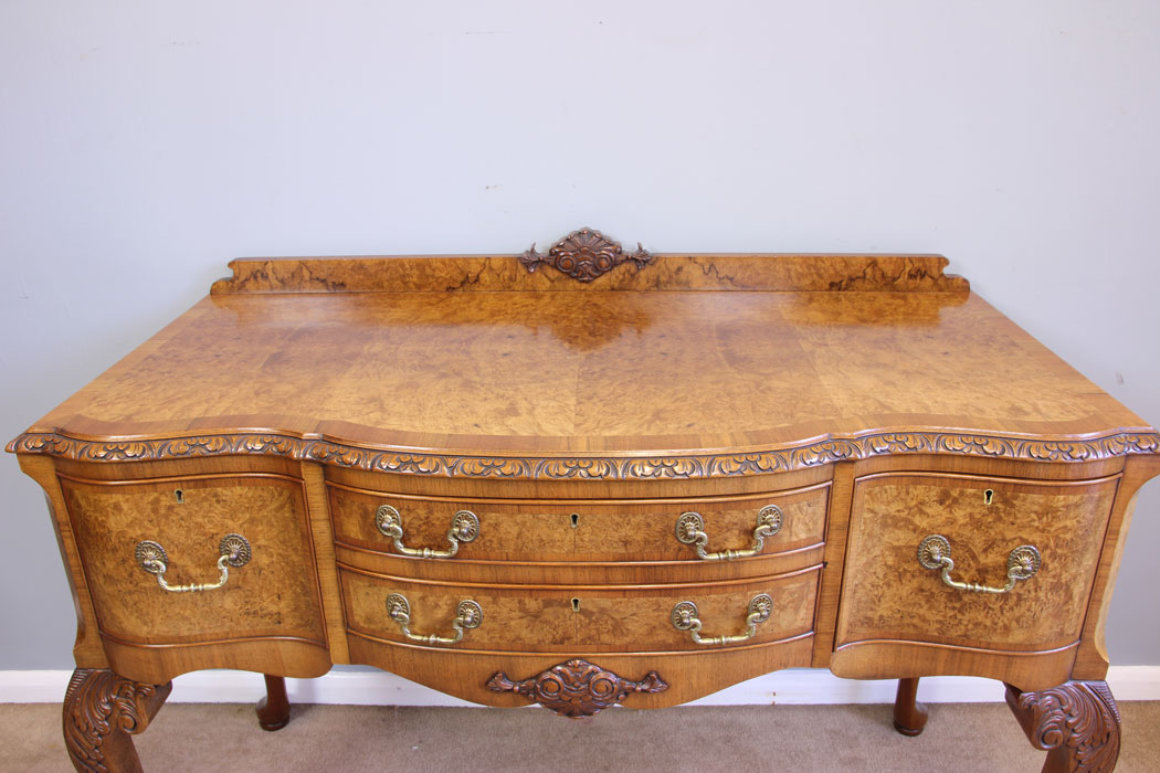 12047r16 Antique Burr Walnut Sideboard Serving Table ,