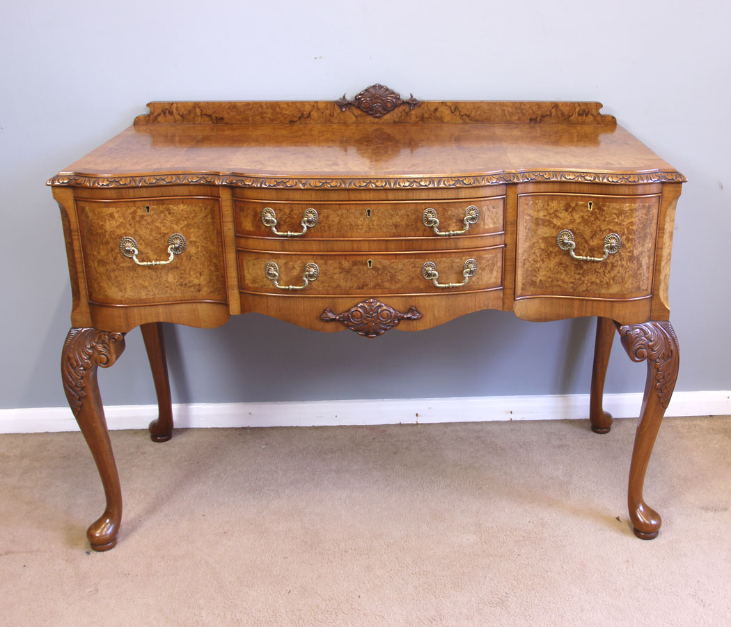 12047r3 Antique Burr Walnut Sideboard Serving Table ,