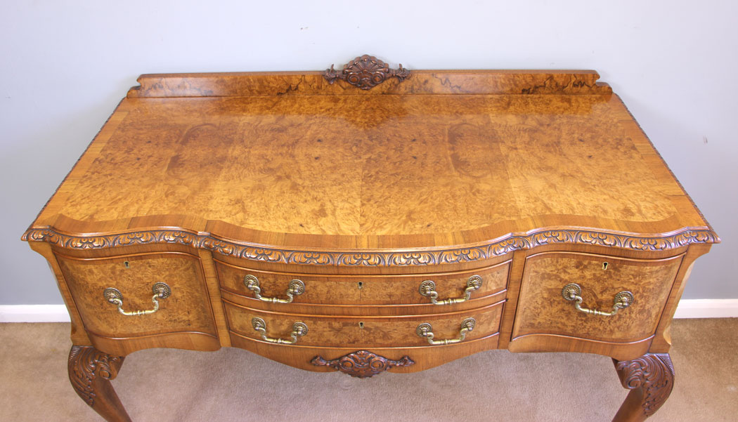 12047r4 Antique Burr Walnut Sideboard Serving Table ,