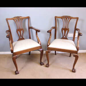 Antique Pair Mahogany Carver Chairs.