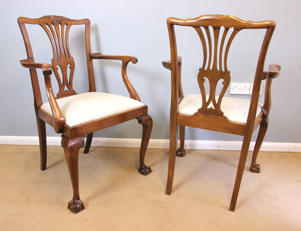 12057r2 Antique Pair Mahogany Carver Chairs,