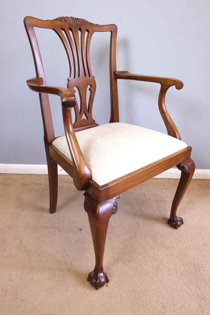 12057r3 Antique Pair Mahogany Carver Chairs,