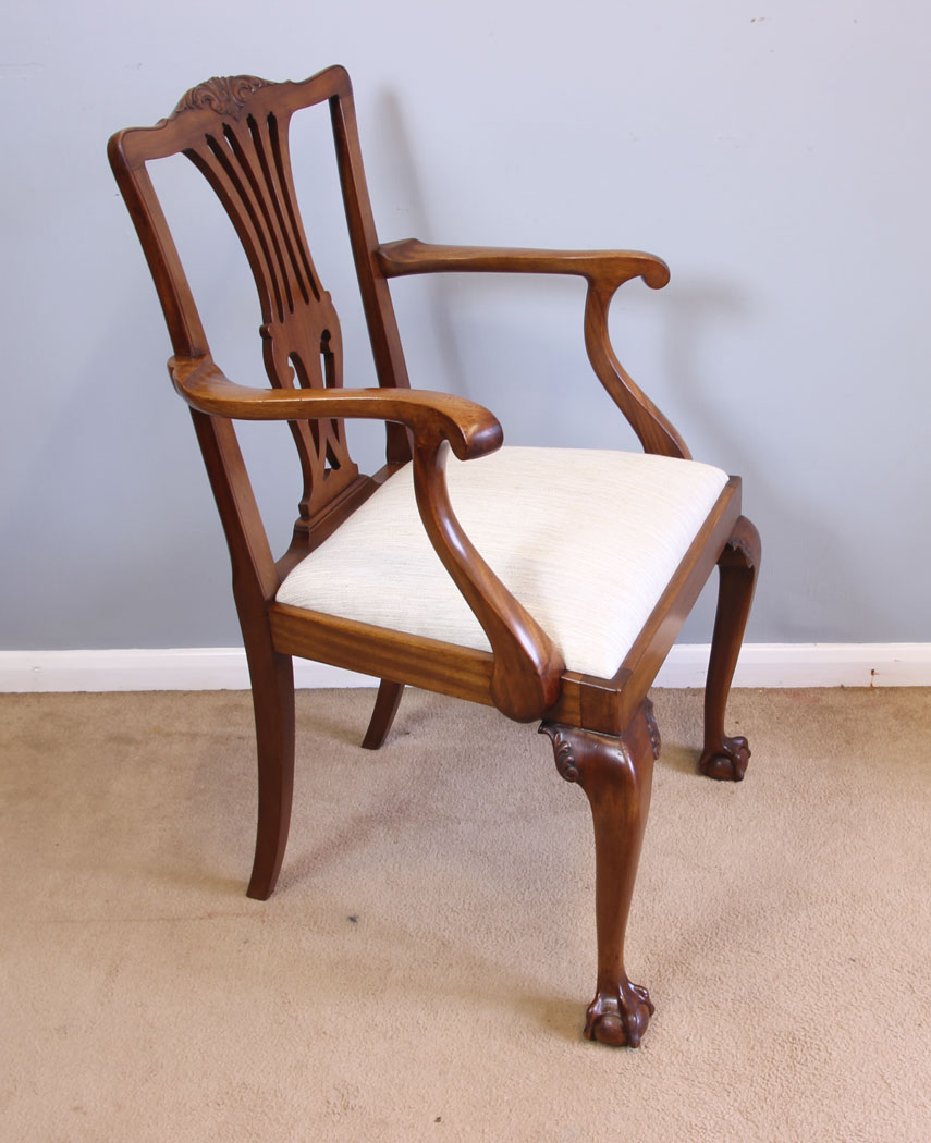 12057r5 Antique Pair Mahogany Carver Chairs,