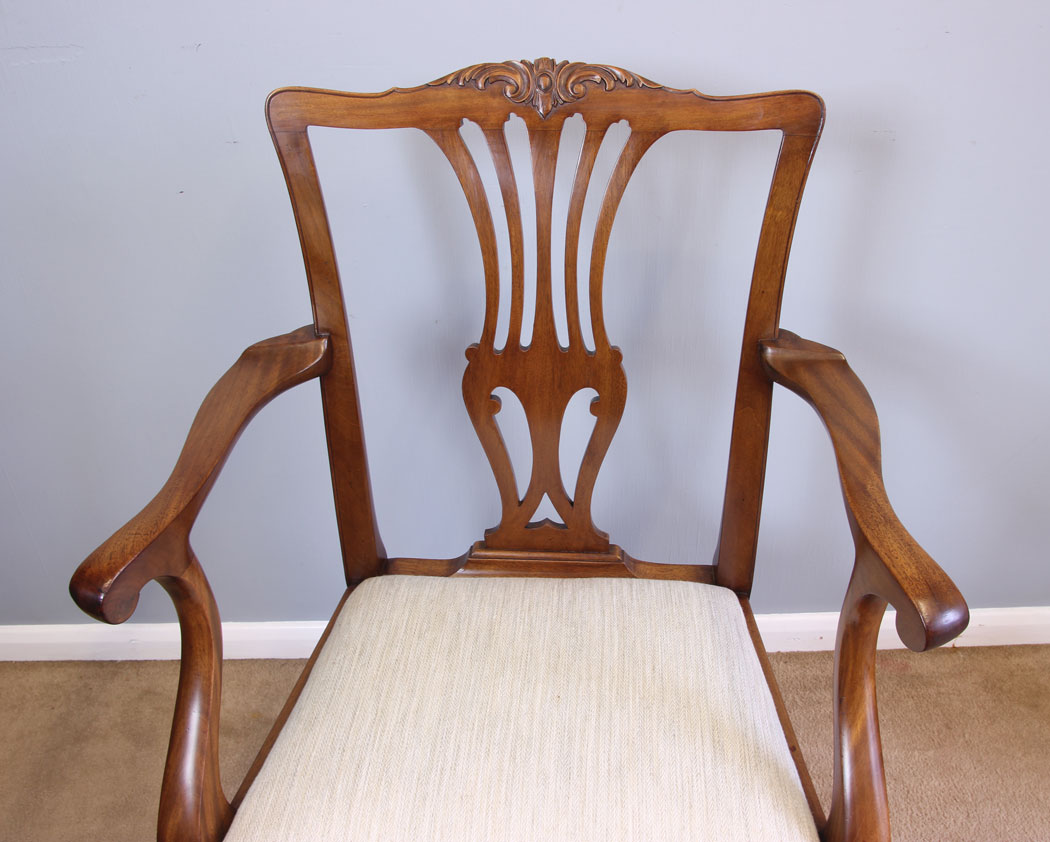 12057r7 Antique Pair Mahogany Carver Chairs,
