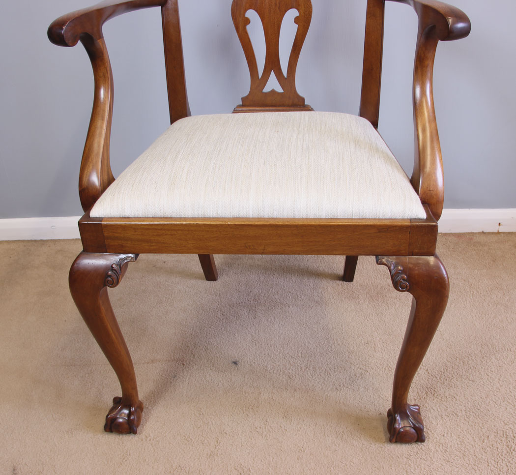 12057r8 Antique Pair Mahogany Carver Chairs,
