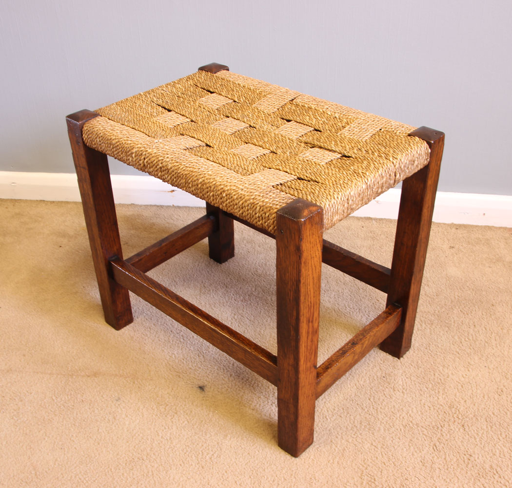12062r1 Antique Rustic Oak Framed Stool,