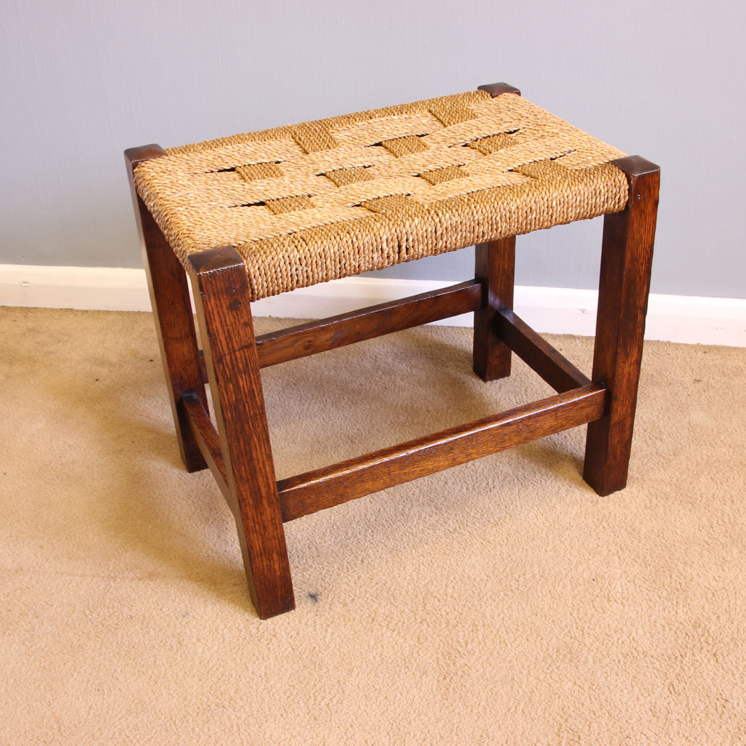 12062r3 Antique Rustic Oak Framed Stool,