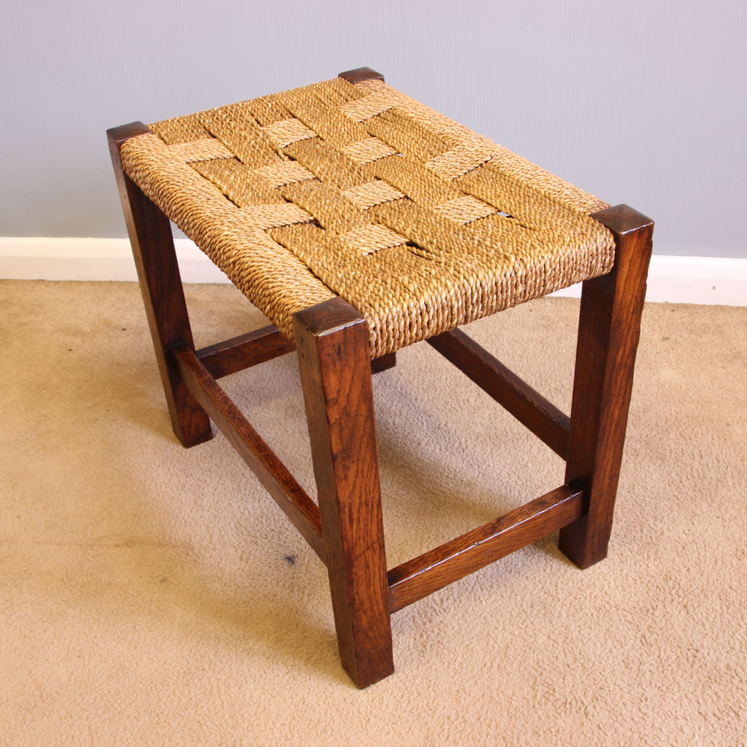 12062r4 Antique Rustic Oak Framed Stool,