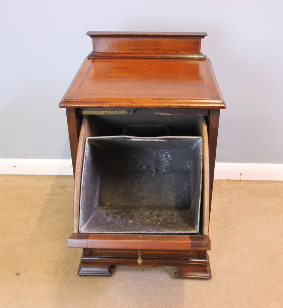 12065r6 Antique Edwardian Inlaid Mahogany Purdonium Coal Box,