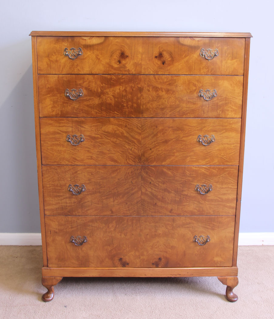 12070r12 Large Antique Burr Walnut Chest Drawers,