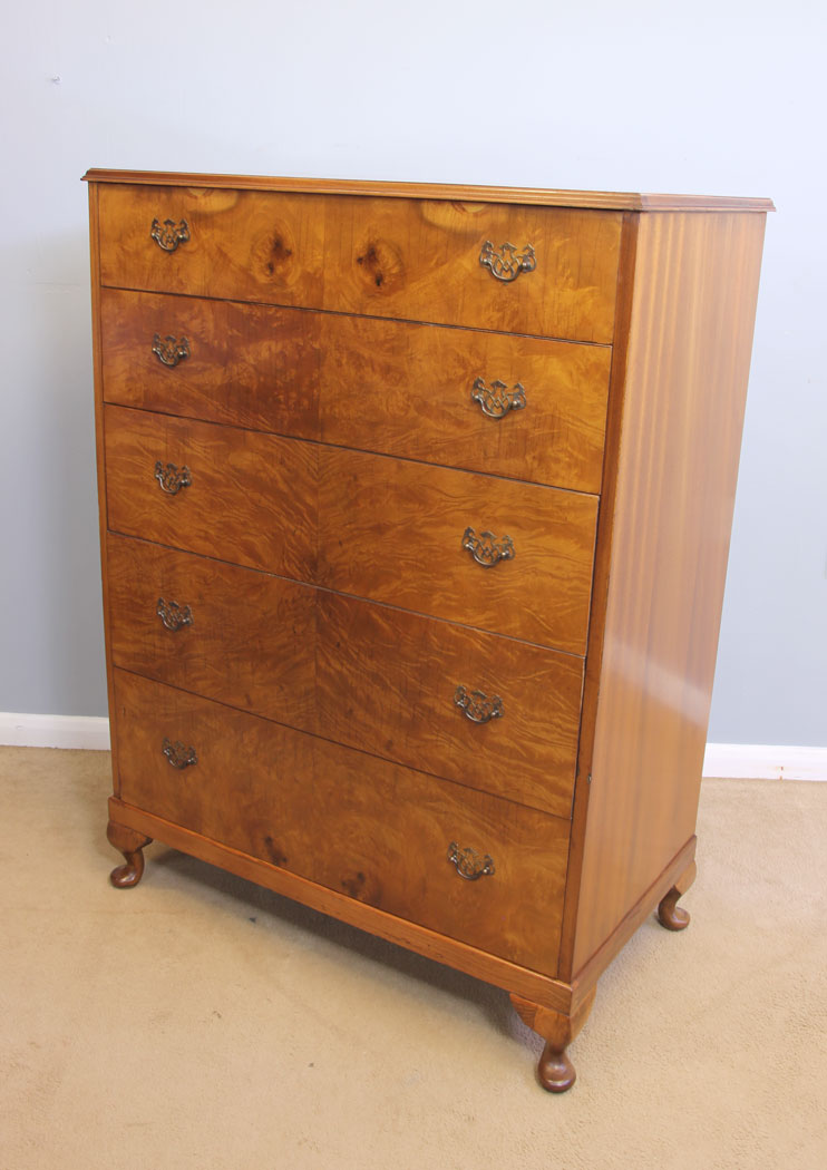 12070r4 Large Antique Burr Walnut Chest Drawers,