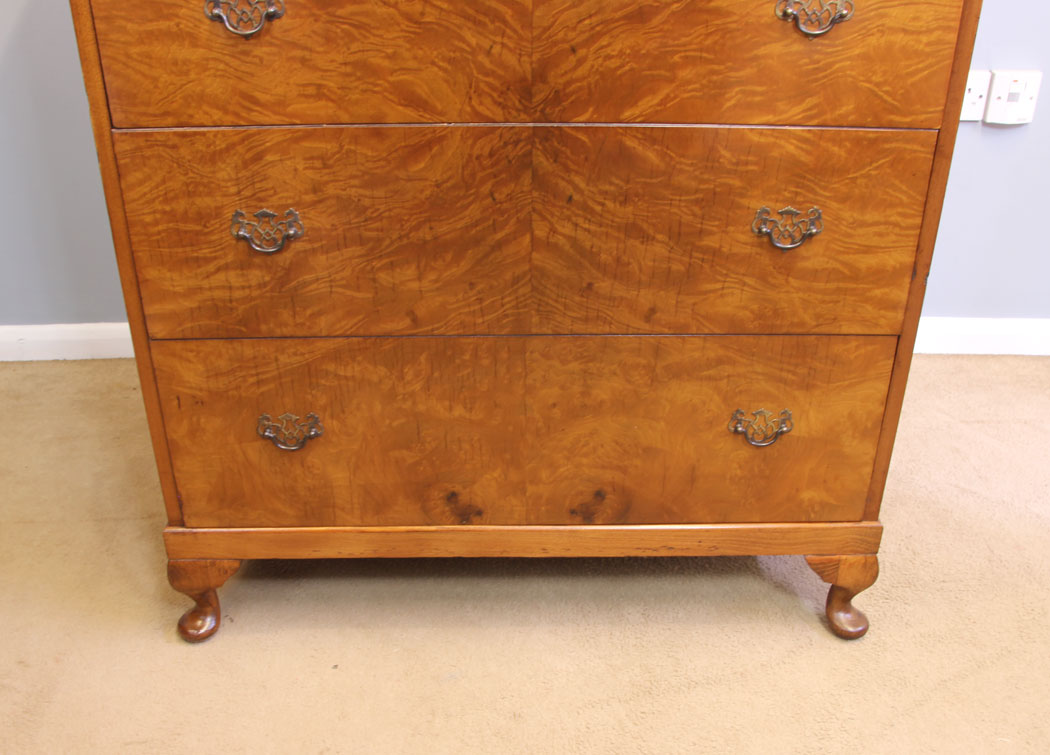 12070r6 Large Antique Burr Walnut Chest Drawers,