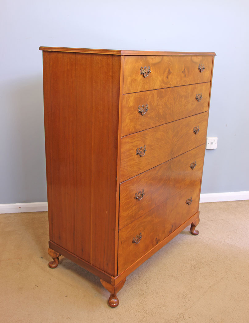 12070r8 Large Antique Burr Walnut Chest Drawers,