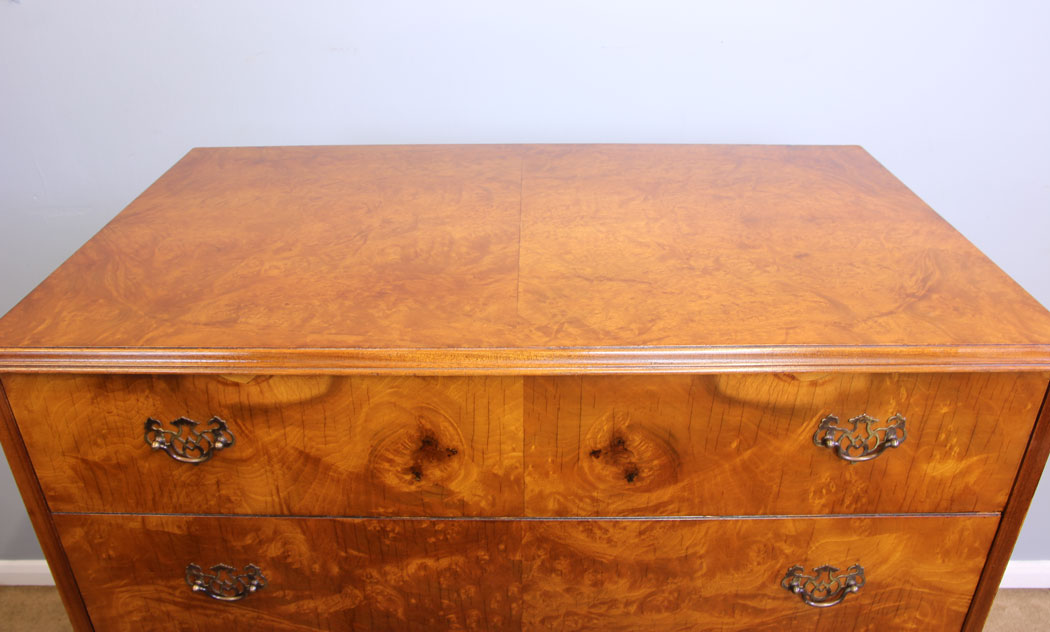 12070r9 Large Antique Burr Walnut Chest Drawers,