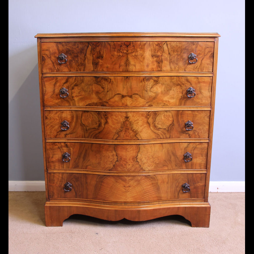 12071r01-Antique-Burr-Walnut-Serpentine-Chest-of-Drawers,- Antique Burr Walnut Serpentine Chest of Drawers