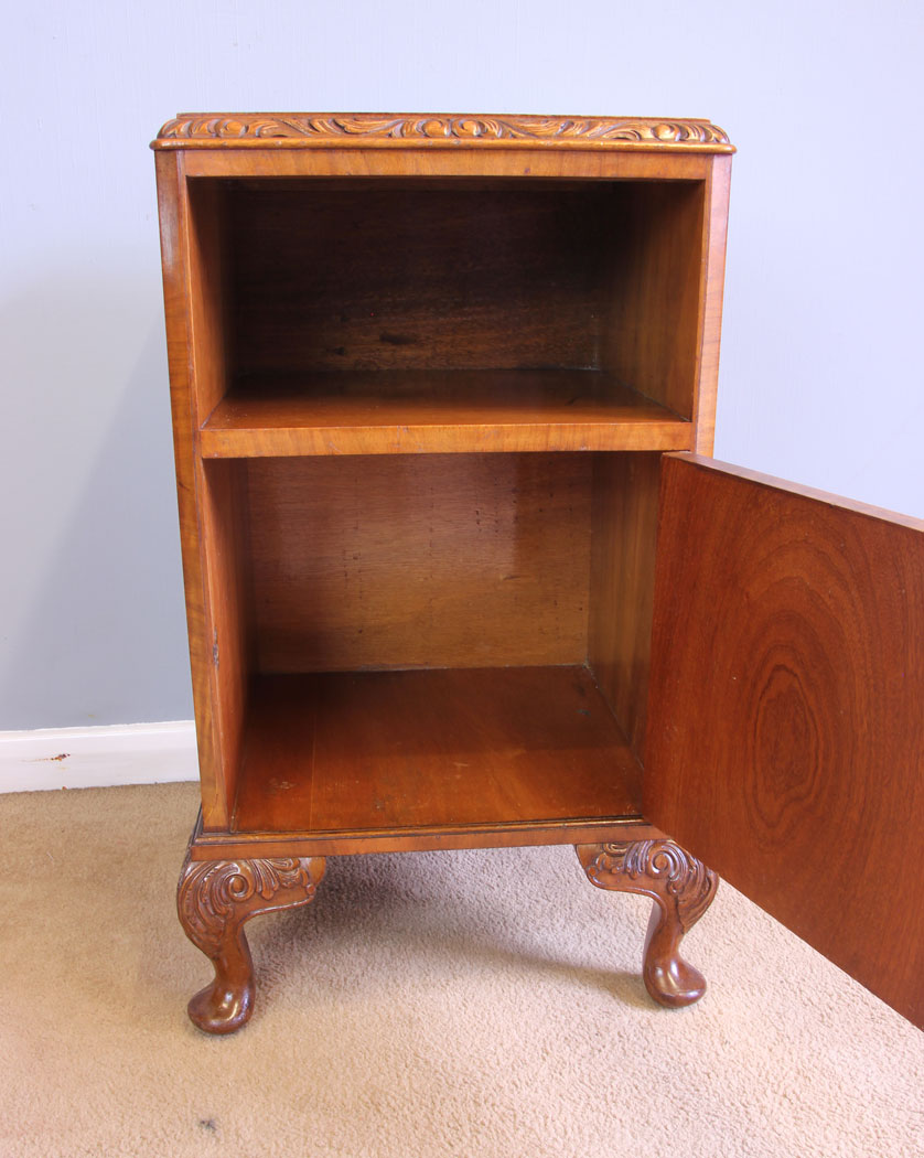 12078r12 Quality Burr Walnut Bedside Cabinet,