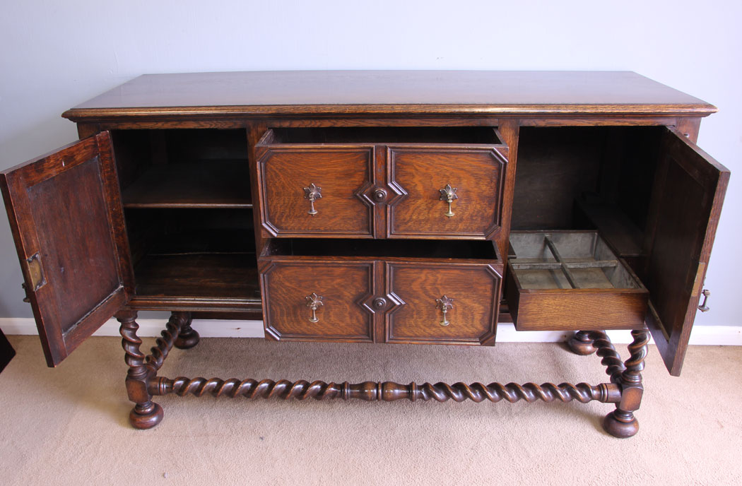 12081r11 Edwardian Antique Oak Jacobean Style Sideboard Dresser Base,
