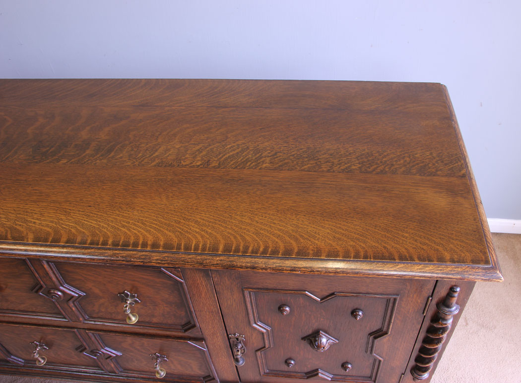 12081r12 Edwardian Antique Oak Jacobean Style Sideboard Dresser Base,