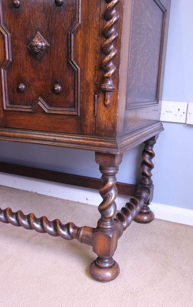 12081r13 Edwardian Antique Oak Jacobean Style Sideboard Dresser Base,