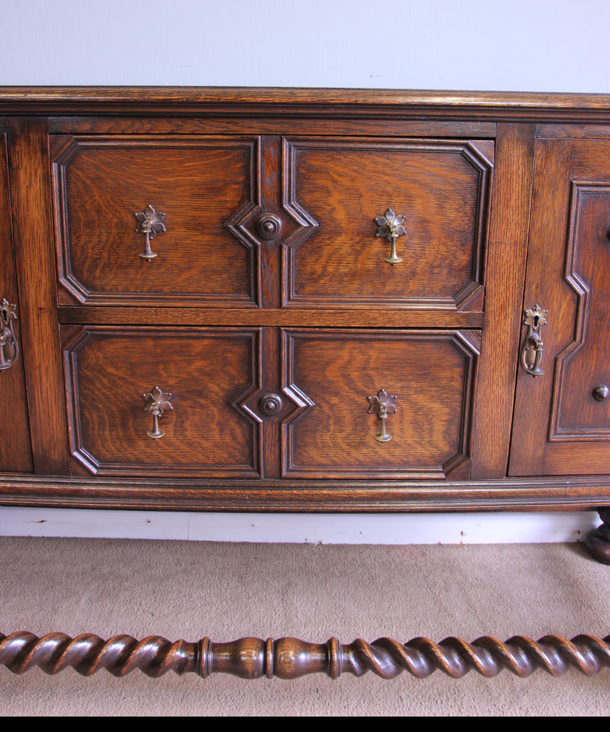 12081r14 Edwardian Antique Oak Jacobean Style Sideboard Dresser Base,
