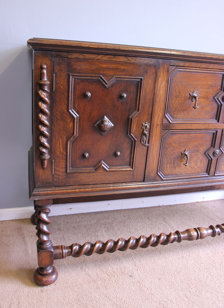 12081r15 Edwardian Antique Oak Jacobean Style Sideboard Dresser Base,