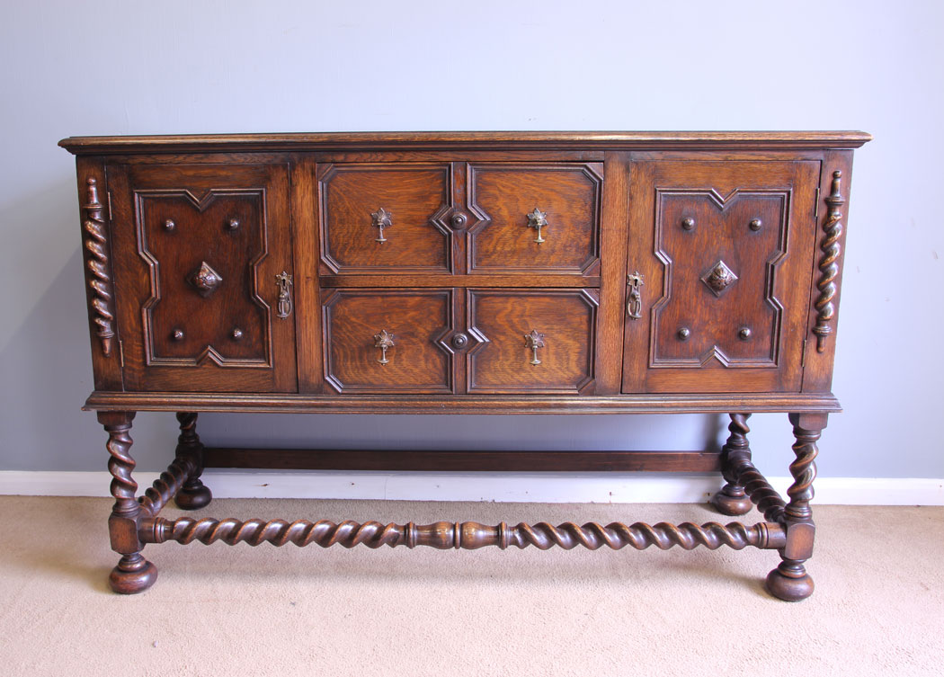 12081r16 Edwardian Antique Oak Jacobean Style Sideboard Dresser Base,