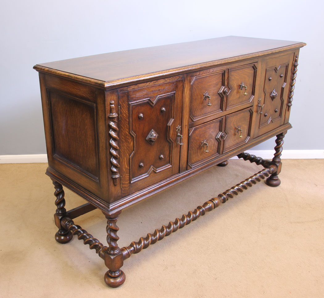12081r2 Edwardian Antique Oak Jacobean Style Sideboard Dresser Base,
