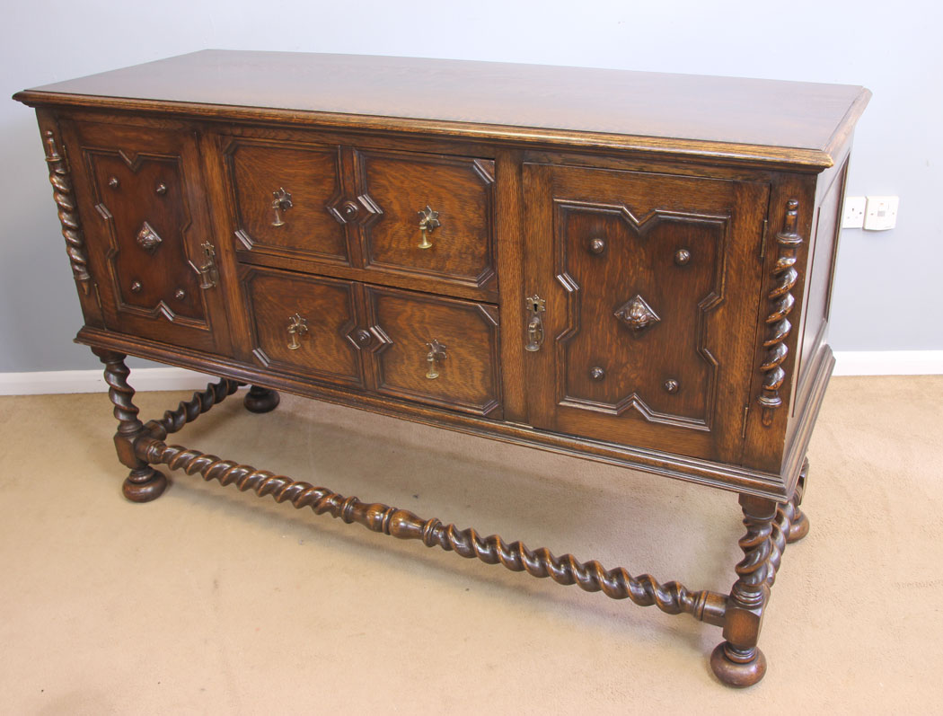 12081r3 Edwardian Antique Oak Jacobean Style Sideboard Dresser Base,