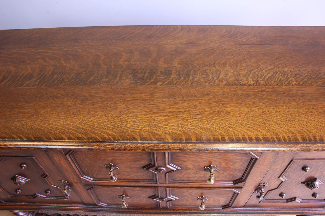 12081r4 Edwardian Antique Oak Jacobean Style Sideboard Dresser Base,