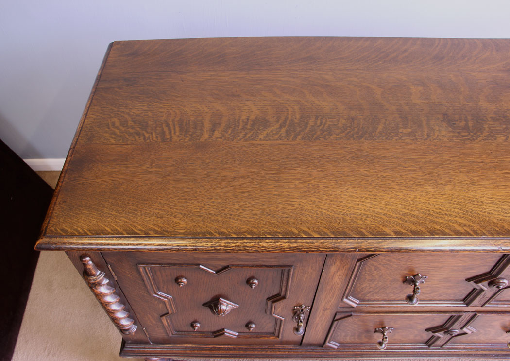 12081r5 Edwardian Antique Oak Jacobean Style Sideboard Dresser Base,