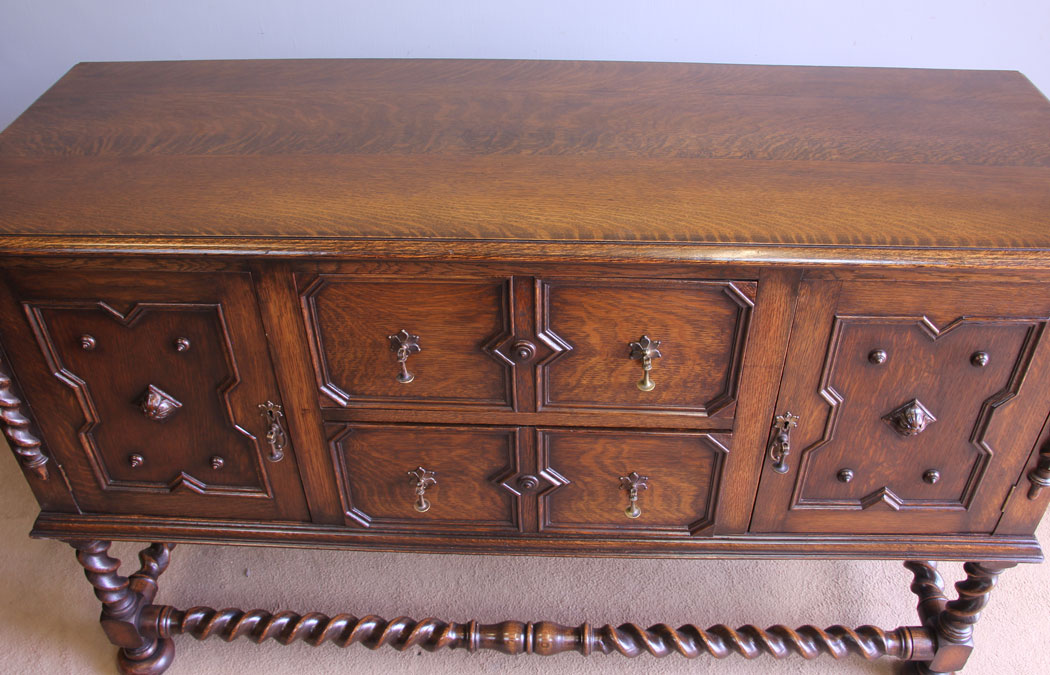 12081r7 Edwardian Antique Oak Jacobean Style Sideboard Dresser Base,