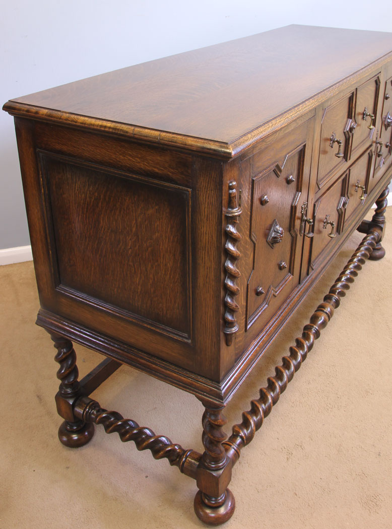 12081r8 Edwardian Antique Oak Jacobean Style Sideboard Dresser Base,
