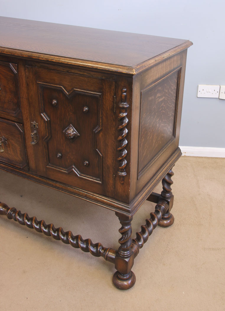 12081r9 Edwardian Antique Oak Jacobean Style Sideboard Dresser Base,
