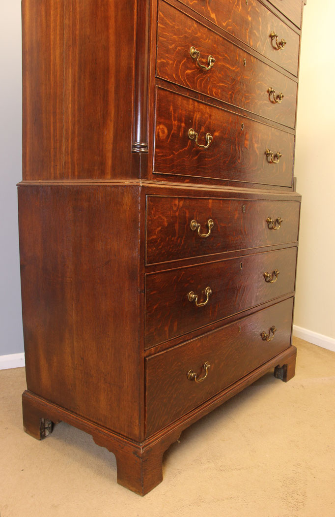12083r7 Georgian Oak Antique Tallboy Chest on Chest,
