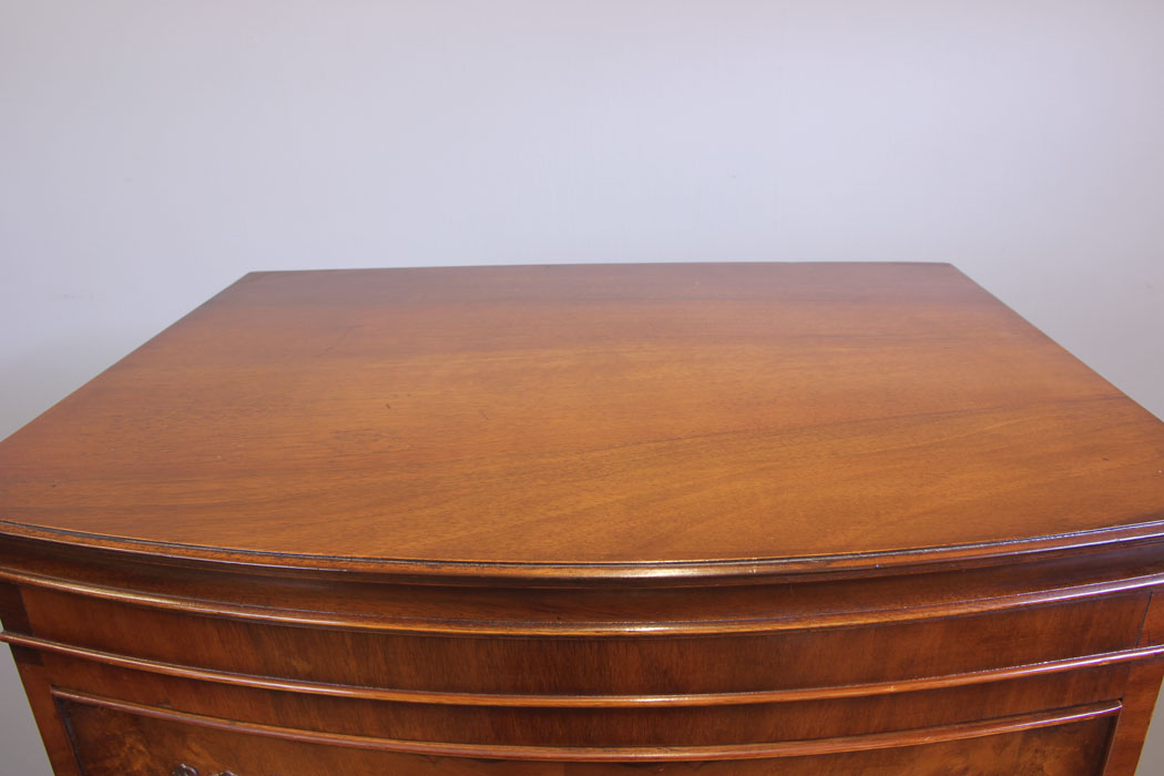 12084r11 Georgian Style Burr Walnut Bow Front Chest on Chest of Drawers,