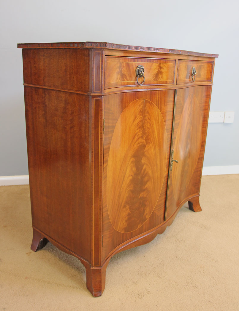 12087r2 Inlaid Mahogany Hepplewhite Style Sideboard Side Cabinet,