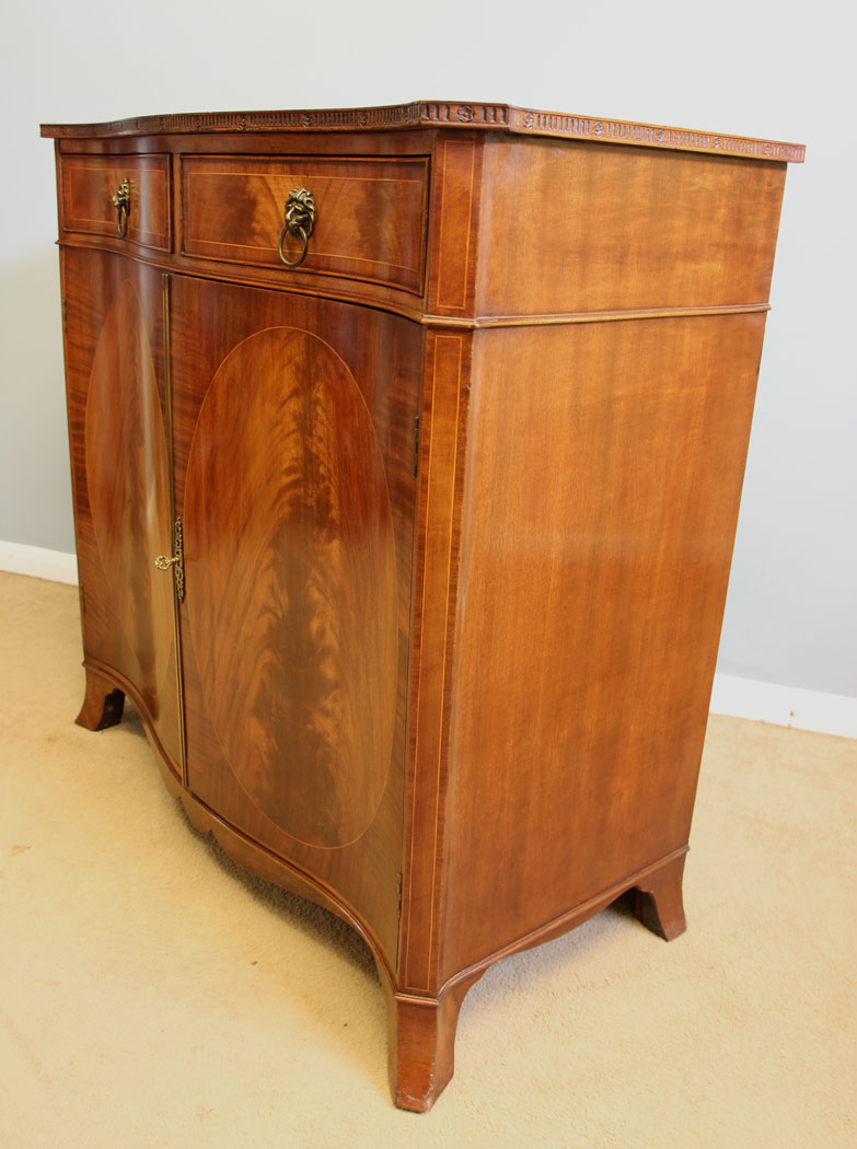 12087r3 Inlaid Mahogany Hepplewhite Style Sideboard Side Cabinet,