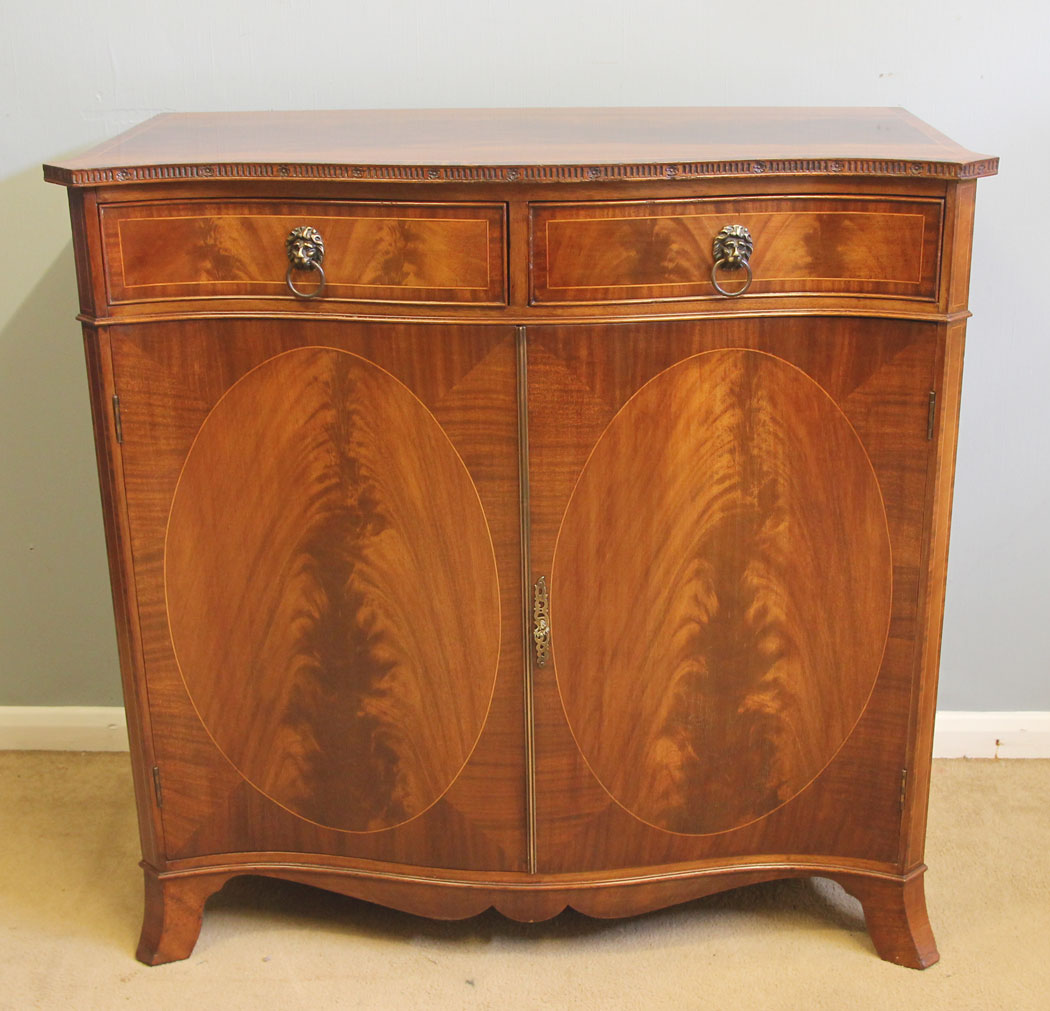 12087r5 Inlaid Mahogany Hepplewhite Style Sideboard Side Cabinet,