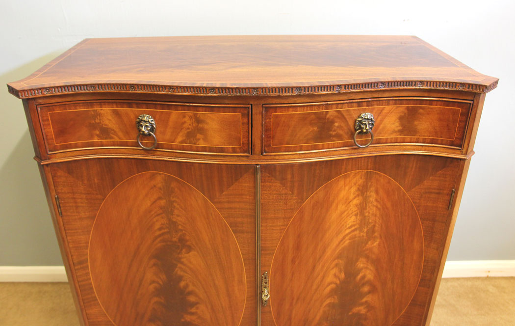 12087r7 Inlaid Mahogany Hepplewhite Style Sideboard Side Cabinet,