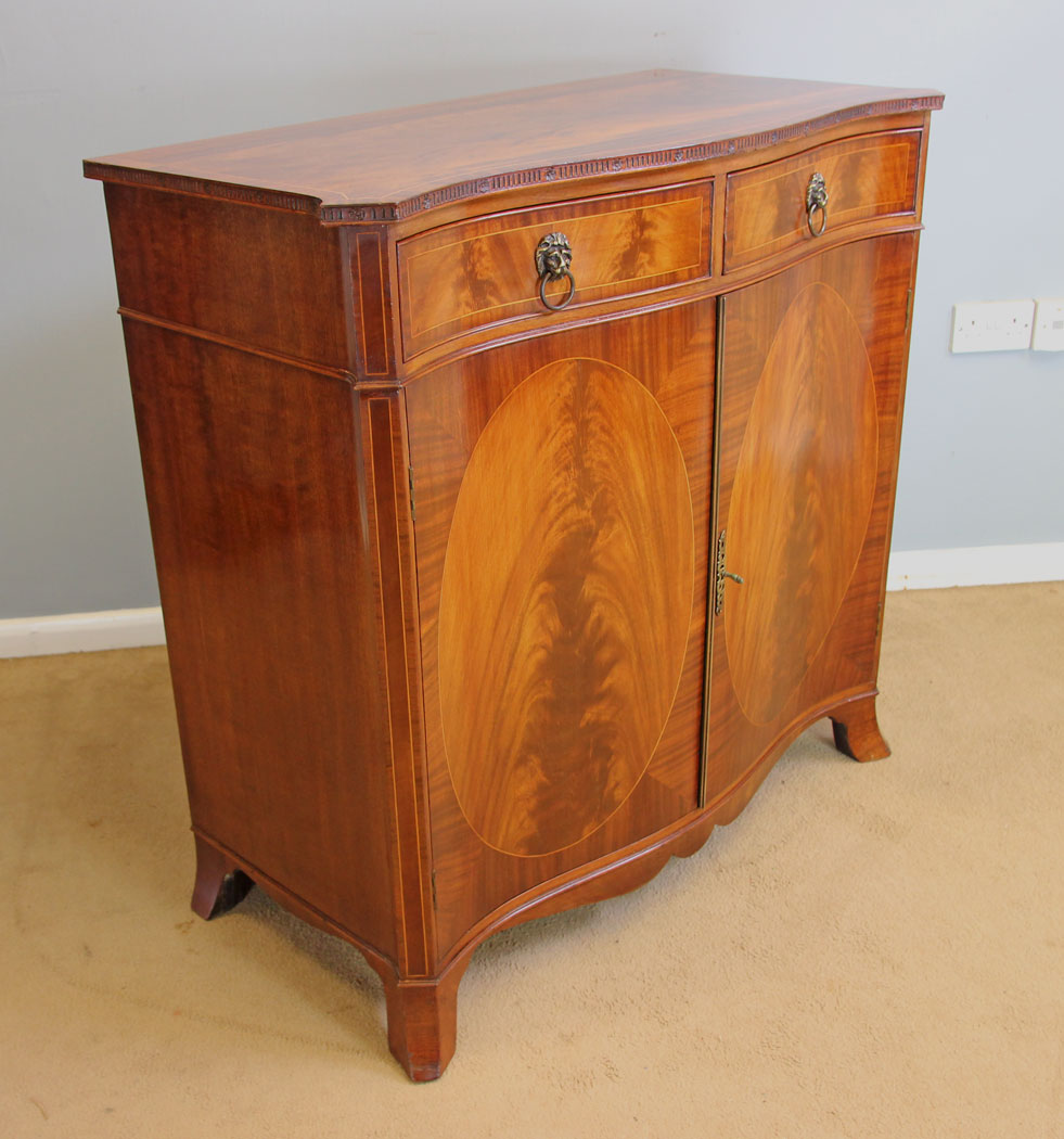 12087r8 Inlaid Mahogany Hepplewhite Style Sideboard Side Cabinet,