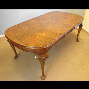 Quality Burr Walnut Two Leaf Antique Extending Dining Table