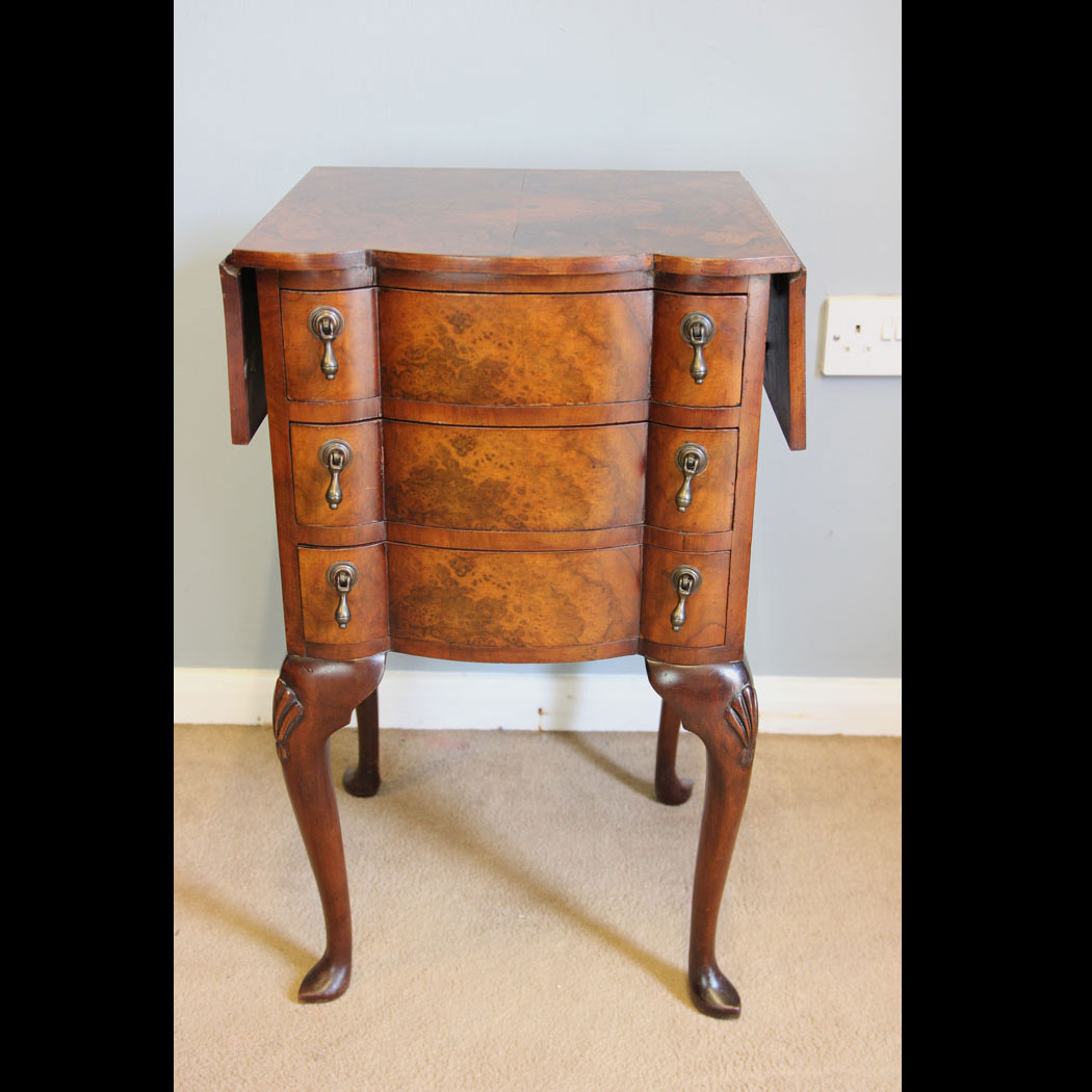 12089r01-Antique-Burr-Walnut-Bedside-Chest-Lamp-Table,- Antique Burr Walnut Bedside Chest Lamp Table